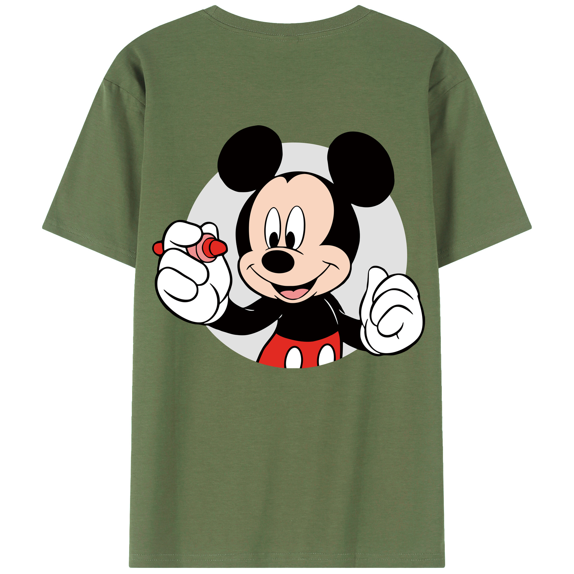 ミッキーマウス Mickey Mouse 綿100％ メンズ半袖Tシャツ（バックプリント） 通気性